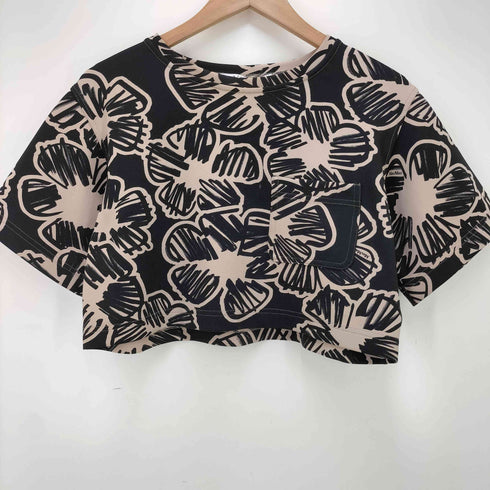 マックスマーラ MAX MARA 白タグ 総柄 クロップド フラワーペイント ジャージートップス レディース JPN:M